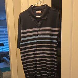 Grand Slam Men's Polo Shirt - Black and Blue Stripes